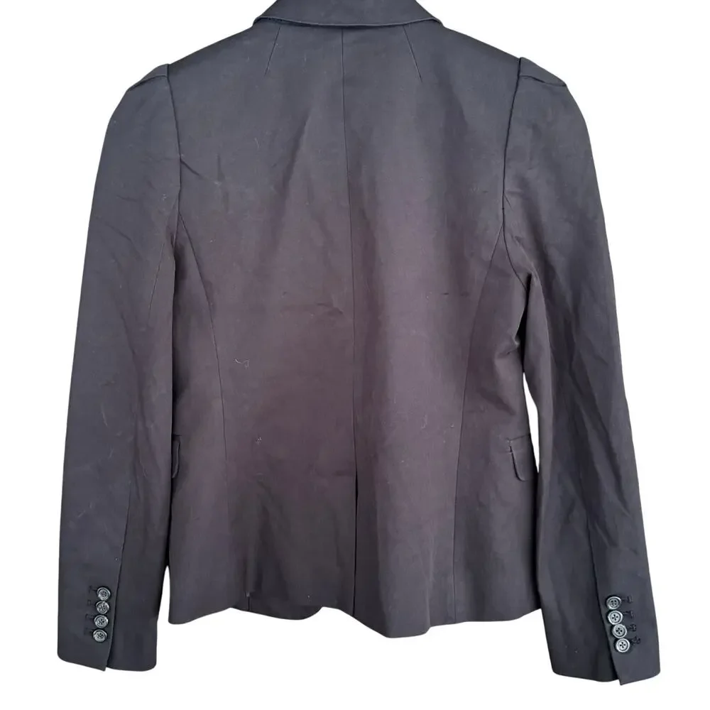 J Crew Puff Sleeve Blazer 4 Black Stretch Jacket Academia Prep J.Crew